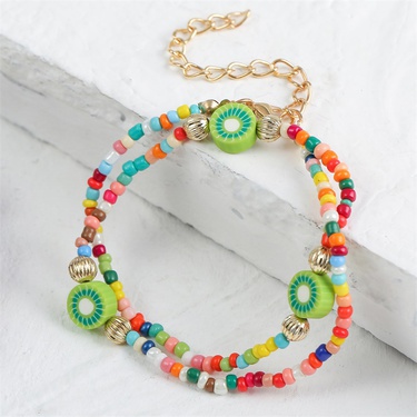kiwi cute fruit handmade beaded multilayer bracelet  jewelry—3