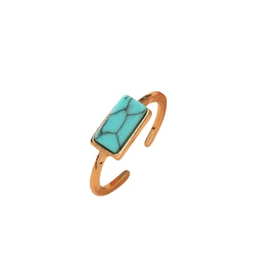 alloy rectangular turquoise open foot ring  jewelry—4