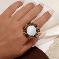 carved mirror flower retro style adjustable ring wholesale jewelry Nihaojewelry