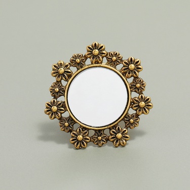 carved mirror flower retro style adjustable ring  jewelry—2