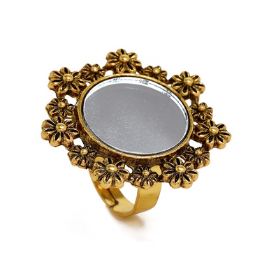carved mirror flower retro style adjustable ring  jewelry—5