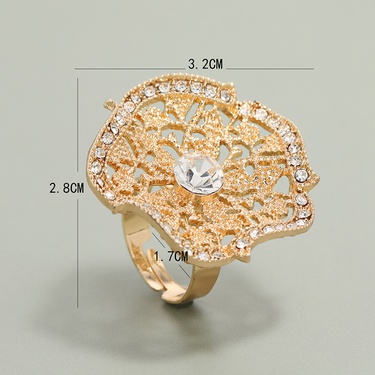 hollow flower geometric diamond open ring  jewelry—5