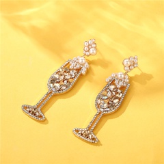 wholesale new diamonds pearls wine glass earrings Nihaojewelry
