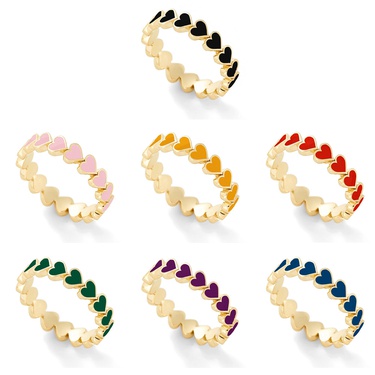 European and American New Bracelet Alloy Dripping Oil Love Heart-Shaped Ring Multi-Color Peach Heart Ring Exquisite and Versatile Trendy Jewelry Manufacturer—5