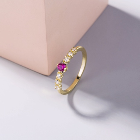 red gemstone zircon simple ring wholesale jewelry Nihaojewelry NHDB398367's discount tags