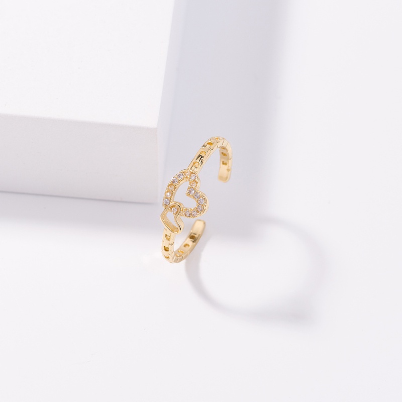 heartshaped simple inlaid zircon ring wholesale jewelry Nihaojewelry