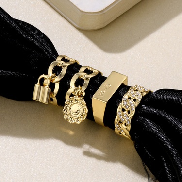 jewelry geometric flower lock pendant ring 4-piece set—1