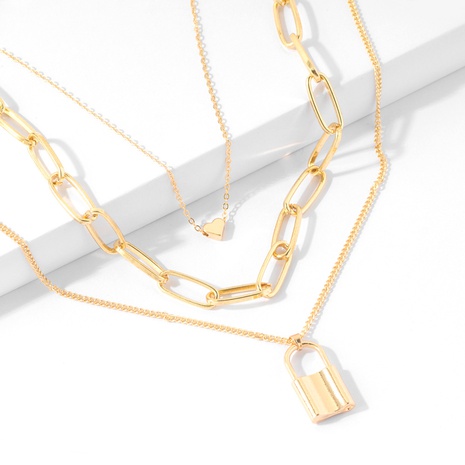 wholesale pendentif de serrure de coeur de pêche de mode collier en alliage multicouche Nihaojewelry's discount tags