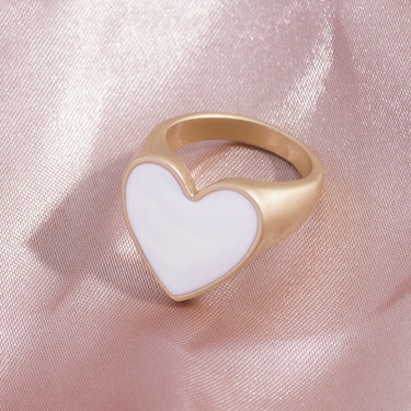 Amazon Europe and America Cross Border Bracelet Matte Gold Matte Silver Oil Drop Peach Heart Ring Ins Popular Ornament Factory Direct Sales—3
