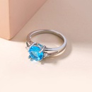 European and American Foreign Trade CrossBorder Fashion Deep Sea Blue Gem MicroInlaid Zircon Ring Female Ring Ornamentpicture10