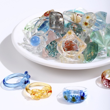 jewelry transparent color flower ring—1