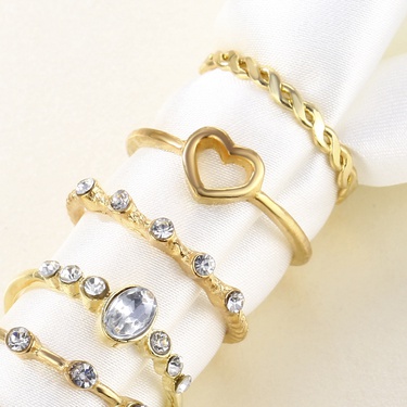 jewelry heart diamond-studded ring 9-piece set—3