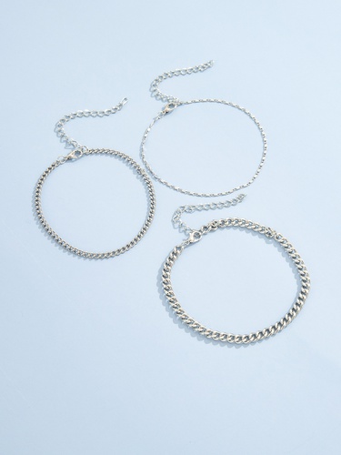 jewelry simple thick chain anklet three-piece set—4