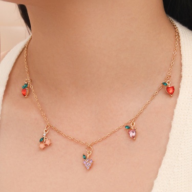fruit apple strawberry cherry grape pendant necklace—1