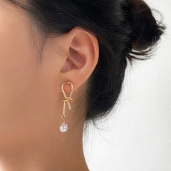 wholesale jewelry bowknot pearl pendant earrings nihaojewelry