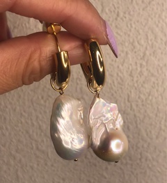 wholesale retro baroque pearl 18K gold long earrings Nihaojewelry