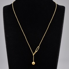 Fashion Korea Metal Ball Tassel Round Bead Chain Titanium Necklace Wholesale Nihaojewelry