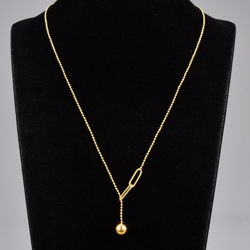 Fashion Korea Metal Ball Tassel Round Bead Chain Titanium Necklace Wholesale Nihaojewelry