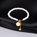 S22 Japanese and Korean Temperamental Fu Character Round Brand Shell Pearl and Pearl Bracelet Trendy Female Slingshot Buckle Blessing Card Hand Jewelrypicture12