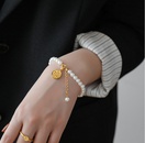 S22 Japanese and Korean Temperamental Fu Character Round Brand Shell Pearl and Pearl Bracelet Trendy Female Slingshot Buckle Blessing Card Hand Jewelrypicture14