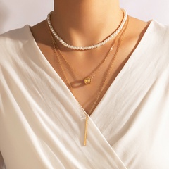 wholesale new multi-layer pendent pearl alloy necklace Nihaojewelry