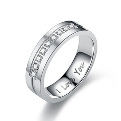 wholesale jewelry letter inlaid diamond stainless steel ring nihaojewelry