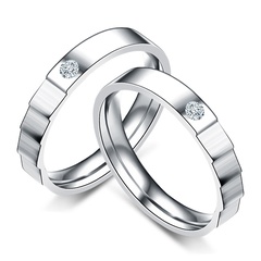 Japanese and Korean Fashion Titanium Steel Diamond-Studded Ring Rhinestone Ring Personalized Creative Stainless Steel Couple Rhinestone Ring Female European and American Jewelry Wholesale