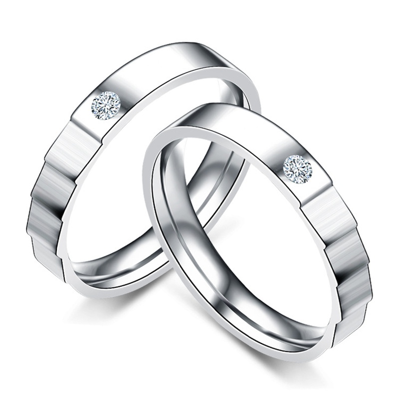 Japanese and Korean Fashion Titanium Steel DiamondStudded Ring Rhinestone Ring Personalized Creative Stainless Steel Couple Rhinestone Ring Female European and American Jewelry Wholesale
