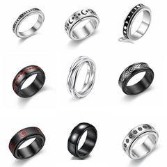 Star Moon Titanium Steel Rotatable Ring Men's European and American Stainless Steel Couple Ring Cross-Border Hot Supply