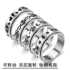 Cross-Border New Titanium Steel Rotatable Ring Men's European and American Fashion Stainless Steel Love Couple Ring Japanese and Korean Jewelry