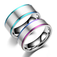 Fashion New Ring Colorful Two-Color Titanium Steel Ring Frosted Ring European and American Hot Stainless Steel Couple Ring