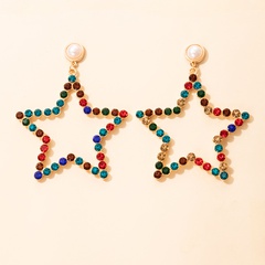 vente en gros nouvelles boucles d'oreilles en diamant de couleur étoile pentagonale Nihaojewelry
