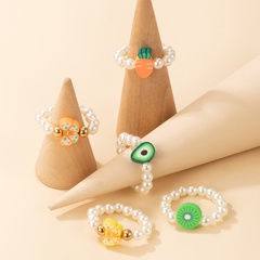 wholesale simple pearl fruit string five-piece ring Nihaojewelry