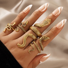 wholesale Bohemian creative oil dripping snake-shaped ring set Nihaojewelry