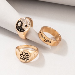 Korean Korean style popular lettering ring set with diamond ring set
