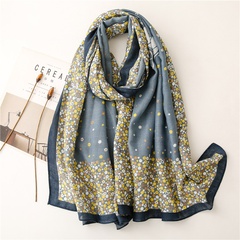small floral contrast color korean style thin long silk scarf wholesale Nihaojewelry
