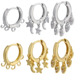 wholesale new small circle pendant moon micro-inlaid zircon earrings Nihaojewelry