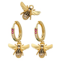 Mikro-Intarsien farbige Diamant Biene Ohrringe Anhänger Großhandel Nihaojewelry