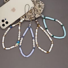 alphabet soft ceramic crystal beads eyes short mobile phone chain wholesale Nihaojewelry
