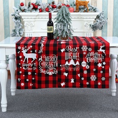 wholesale Christmas decorations polyester-cotton plaid table runner Nihaojewelry