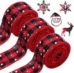 wholesale Weihnachten rot und schwarz kariert bedrucktes Schneeflockenband Nihaojewelry