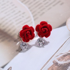wholesale fashion red flower large zircon earrings Nihaojewelry