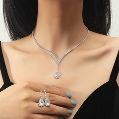 Großhandel Koreanische Kupferkristall Halskette Ohrring Zweiteiliges Set Nihaojewelry