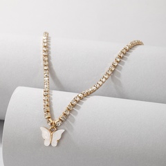 wholesale new fashion butterfly pendant full diamond necklace Nihaojewelry