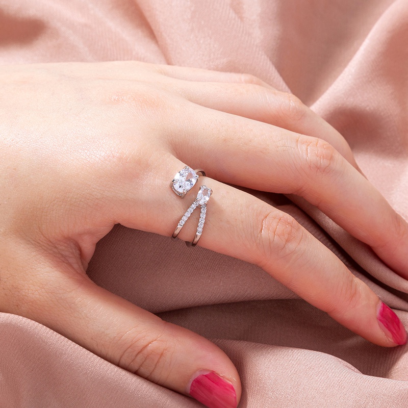 fashion chic microinlaid Vshaped oval zircon ring wholesale nihaojewelry