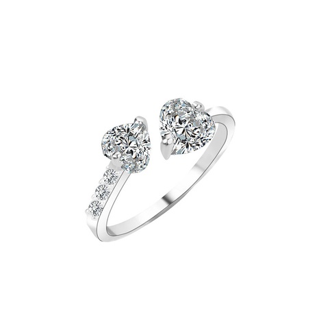 fashion creative double heart diamond adjustable ring wholesale nihaojewelry NHDB399985's discount tags
