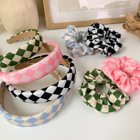 wholesale fabric checkerboard hair rope hair band Nihaojewelry's discount tags