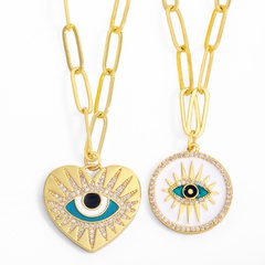 wholesale micro-inlaid zircon heart-shaped devil's eye necklace Nihaojewelry