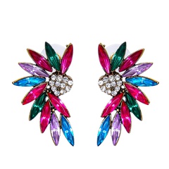 diamond-studded geometric symmetry angel wings  stud earrings wholesale nihaojewelry