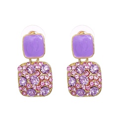 new retro geometric color square diamond earrings wholesale nihaojewelry